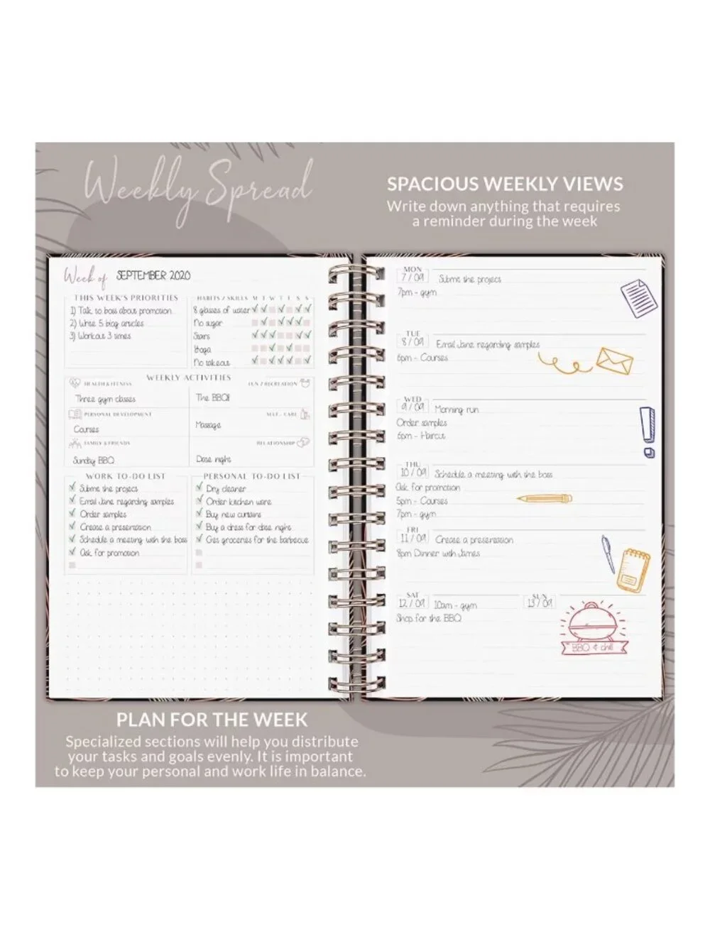 Planberry Weekly Planner Premium - Undated Organizer Budget Planner & Habit Trac